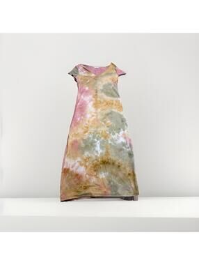 See You Monday Tie Dye Soft Stretch SS Dress Size M artsy hippie comfort (A3)